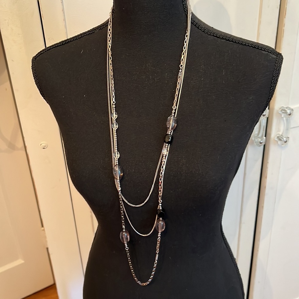 Multi strand mixed media necklace